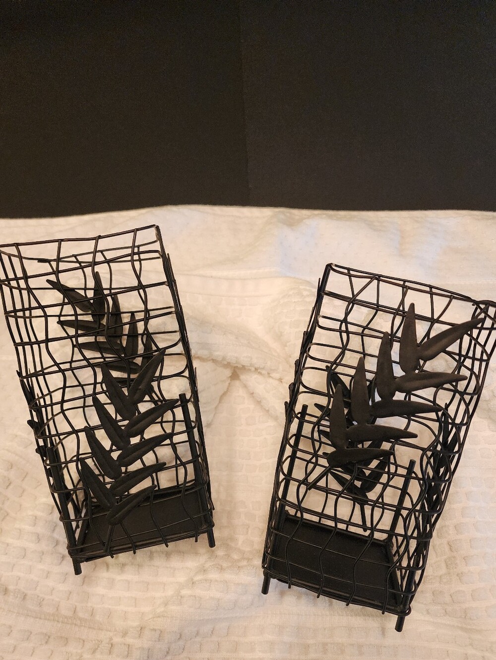 New Set Of 2, "Pier 1 Imports" Candle Holders, Plants, Patio, Porch, Black Metal